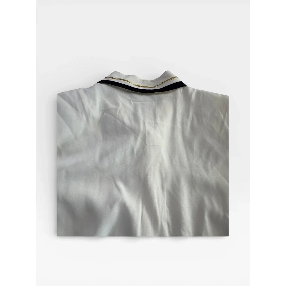Norton McNaughton‎ Womens Cream Crest Emblem Collared Button Up Shirt Size 12